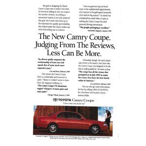 Toyota Camry Coupe Car Sedan 1990s  Vintage Print Ad